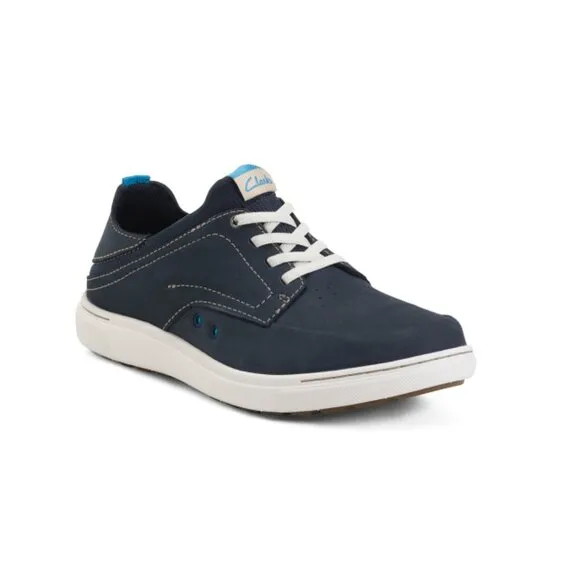 CLARKS Navy Men's Nubuck Leather Map Stone Easy Casual Shoes