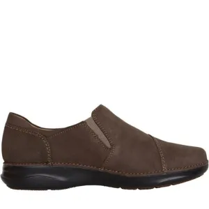Clarks Womens 6.5 M  Appley Zip Shoes Taupe Nubuck Leather Comfort Shoe NEW