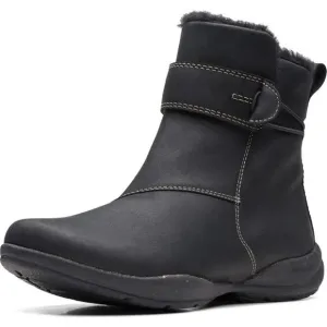 Clarks Women's Roseville Waterproof Ankle Boot Black Leather Size Zip 8 M NEW