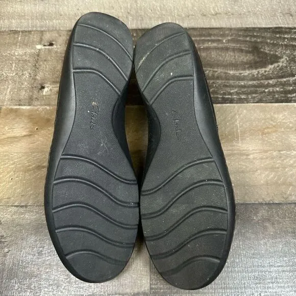 Clark’s Women’s Size 10 Cora Giny Loafers Black Leather Zip Up Slip On Shoes