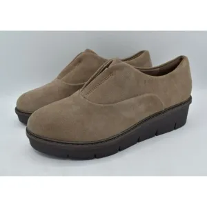 Clarks Womens Size 9 Airabella Sky Pebble Suede Wedge Loafers Shoes