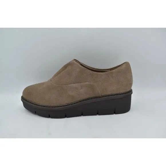 Clarks Womens Size 9 Airabella Sky Pebble Suede Wedge Loafers Shoes