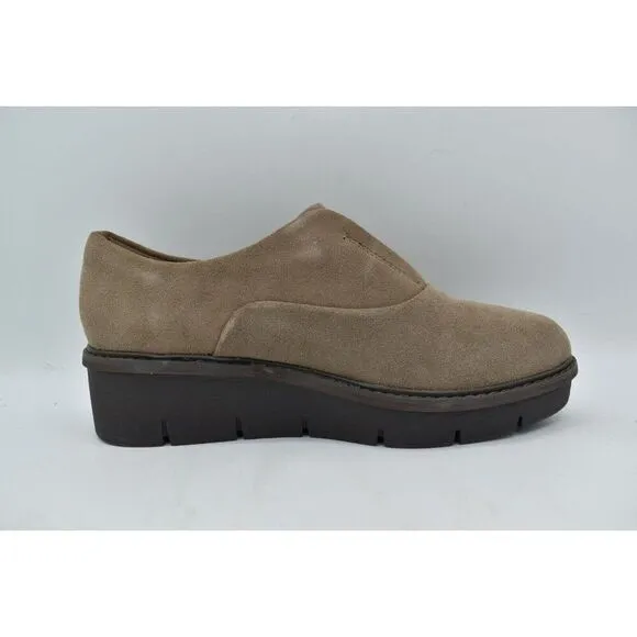 Clarks Womens Size 9 Airabella Sky Pebble Suede Wedge Loafers Shoes