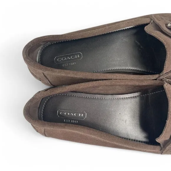 Coach Brown Taupe Suede Loafers Size 8.5 Fortunata NWOT Driving Shoes Preppy