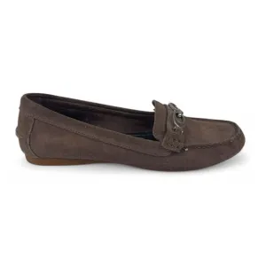Coach Brown Taupe Suede Loafers Size 8.5 Fortunata NWOT Driving Shoes Preppy
