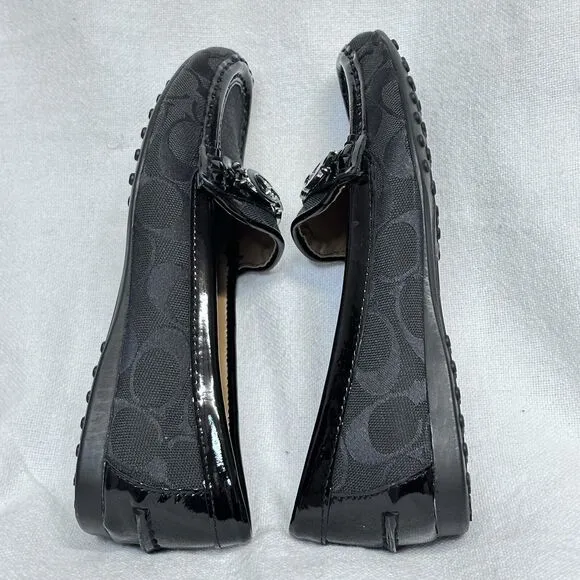 Coach Fortunata Womens sz 6 Black Signature Logo Loafers - NEW