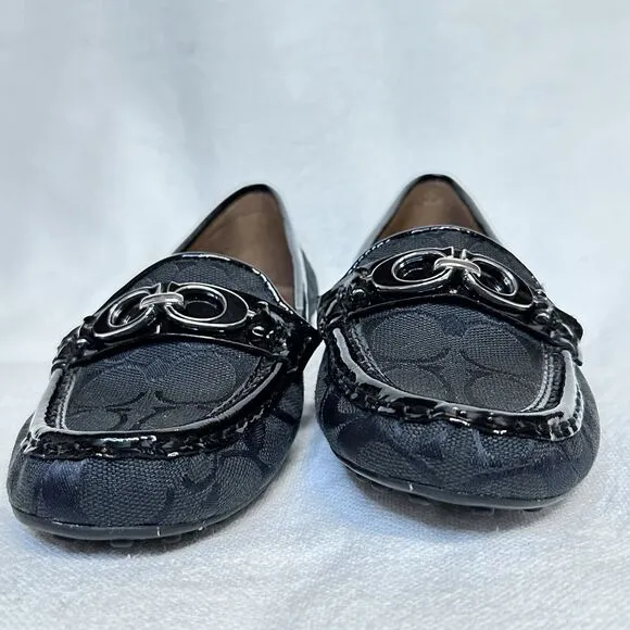 Coach Fortunata Womens sz 6 Black Signature Logo Loafers - NEW