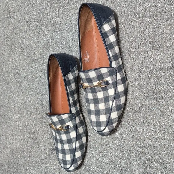 Coach Haley  Navy Blue and White Gingham Loafers Womens Size 11