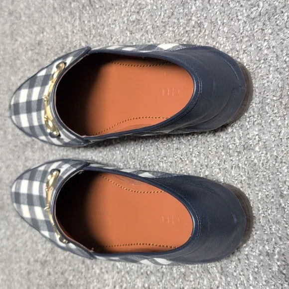 Coach Haley  Navy Blue and White Gingham Loafers Womens Size 11