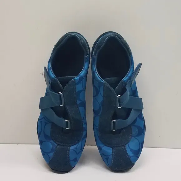 Coach Kyrie Signature Velcro Strap Canvas Leather Shoes Size 7.5