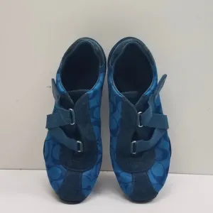 Coach Kyrie Signature Velcro Strap Canvas Leather Shoes Size 7.5