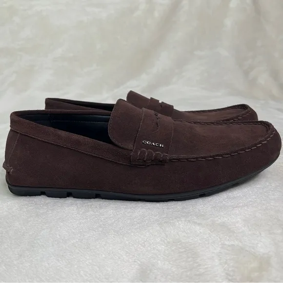 Coach Shoes Men’s MOTT DRIVER Brown Suede Slip On Stylish Loafers Size 10.5D