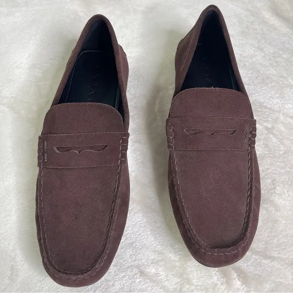 Coach Shoes Men’s MOTT DRIVER Brown Suede Slip On Stylish Loafers Size 10.5D