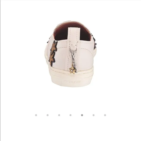 Coach Slip On Sneakers Sequin Embroidery Leather Shoes Unique Nude