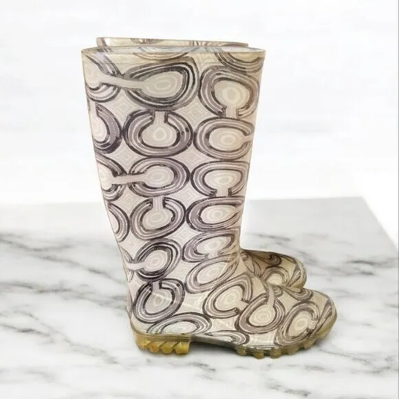 Coach Talia Monogram Rubber Waterproof Outdoor Rain Boots 8