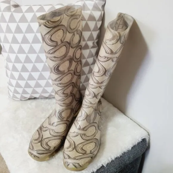 Coach Talia Monogram Rubber Waterproof Outdoor Rain Boots 8