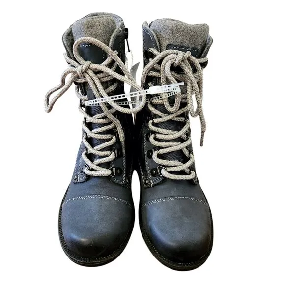 Cobb Hill Brunswick Blue Grey Canvas Nubuck Leather Waterproof Boots Sz. 6.5