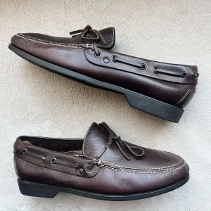 Cole Haan Chocolate Brown Leather Loafer Slip On Shoes Men’s 9.5 M Tie Casual