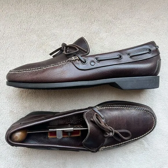 Cole Haan Chocolate Brown Leather Loafer Slip On Shoes Men’s 9.5 M Tie Casual