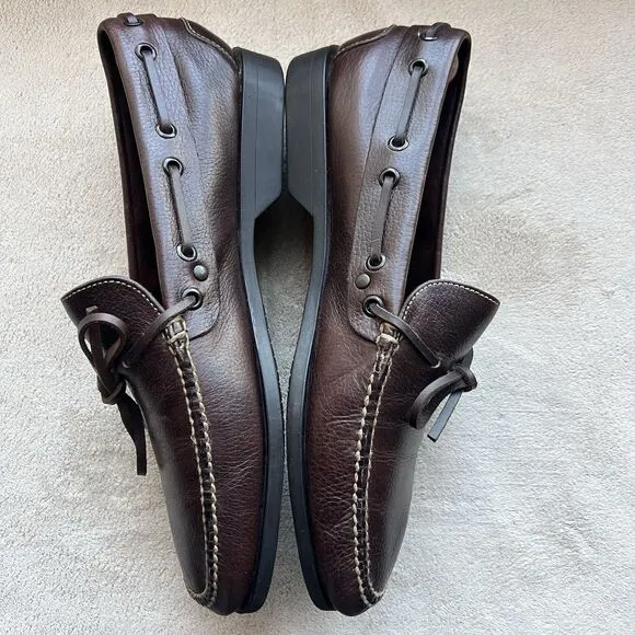 Cole Haan Chocolate Brown Leather Loafer Slip On Shoes Men’s 9.5 M Tie Casual