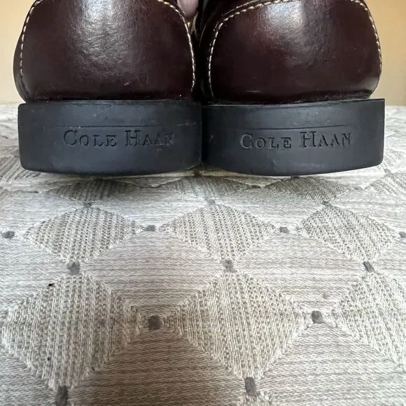 Cole Haan Chocolate Brown Leather Loafer Slip On Shoes Men’s 9.5 M Tie Casual