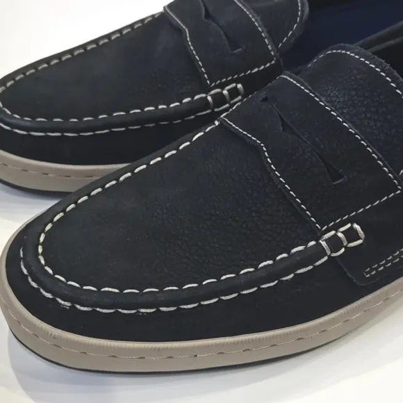 Cole Haan Claude Black Suede Penny Loafer Casual Preppy Boating Mens Size 9.5