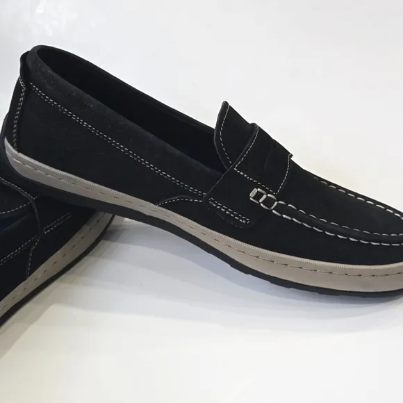Cole Haan Claude Black Suede Penny Loafer Casual Preppy Boating Mens Size 9.5