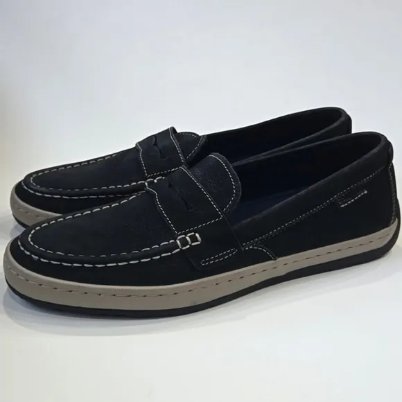 Cole Haan Claude Black Suede Penny Loafer Casual Preppy Boating Mens Size 9.5