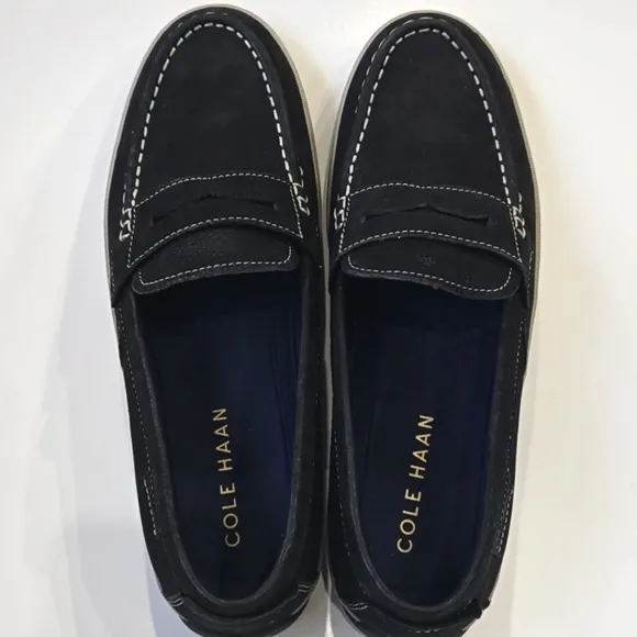 Cole Haan Claude Black Suede Penny Loafer Casual Preppy Boating Mens Size 9.5