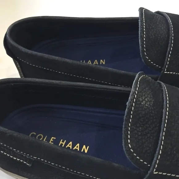 Cole Haan Claude Black Suede Penny Loafer Casual Preppy Boating Mens Size 9.5