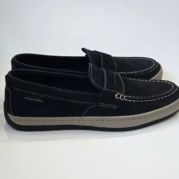 Cole Haan Claude Black Suede Penny Loafer Casual Preppy Boating Mens Size 9.5