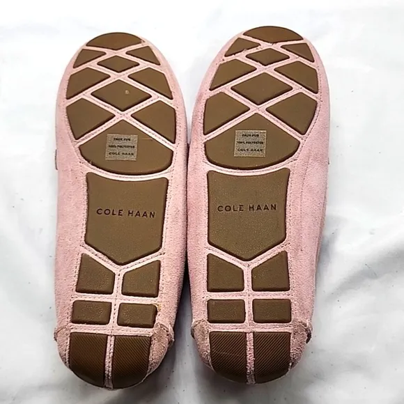 COLE HAAN EVELYN BOW DRIVER LOAFERS PALE MAUVE SUEDE LADIES 7.5 NWOB