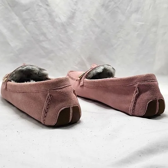 COLE HAAN EVELYN BOW DRIVER LOAFERS PALE MAUVE SUEDE LADIES 7.5 NWOB