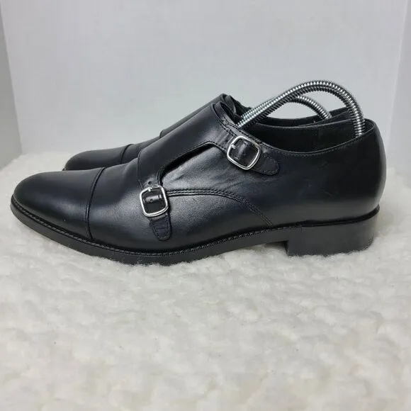 Cole Haan Grand OS Mens Shoes Size 10.5 Double Monk Strap Black Leather Oxford