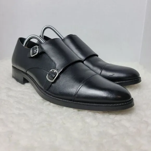 Cole Haan Grand OS Mens Shoes Size 10.5 Double Monk Strap Black Leather Oxford