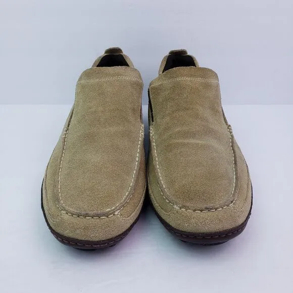 Cole Haan mens Size 13 Brown Suede Slip On Casual NikeAir Soles Moc Loafer Shoes
