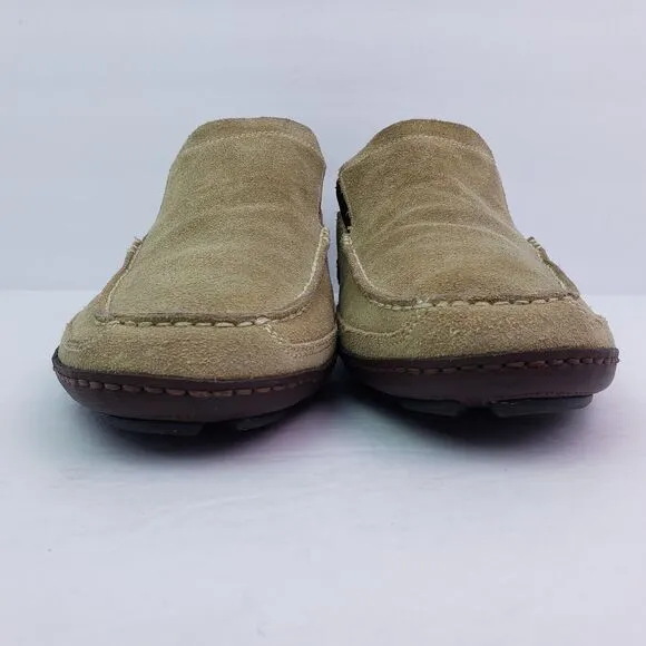 Cole Haan mens Size 13 Brown Suede Slip On Casual NikeAir Soles Moc Loafer Shoes