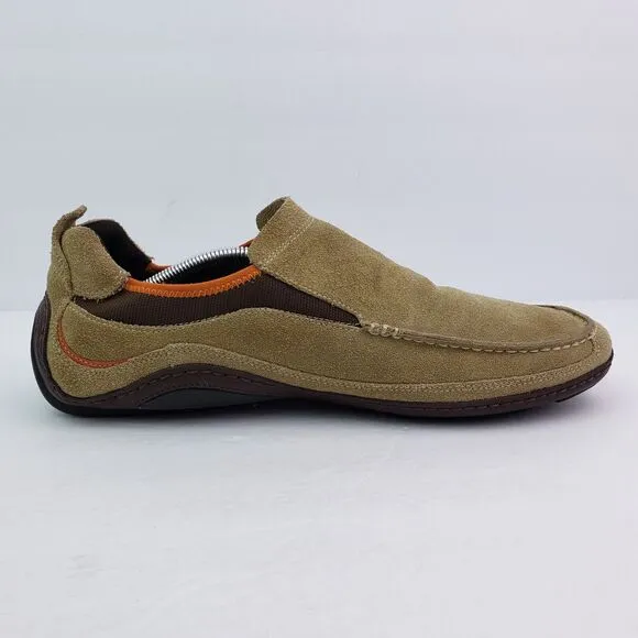 Cole Haan mens Size 13 Brown Suede Slip On Casual NikeAir Soles Moc Loafer Shoes