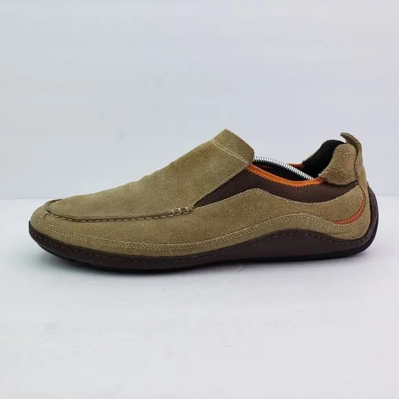 Cole Haan mens Size 13 Brown Suede Slip On Casual NikeAir Soles Moc Loafer Shoes