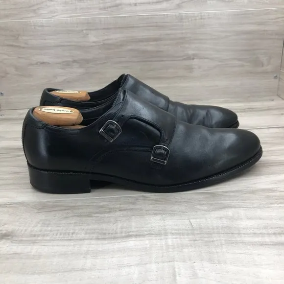 Cole Haan Monk Strap Shoes Mens 11.5 Black Leather Buckle Strap Oxfords