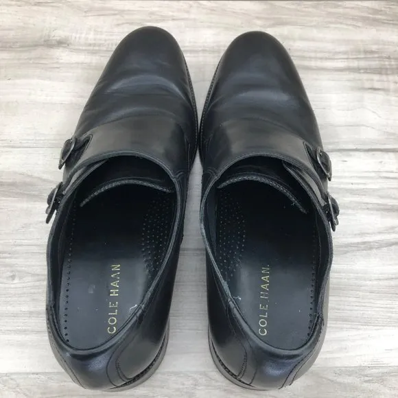 Cole Haan Monk Strap Shoes Mens 11.5 Black Leather Buckle Strap Oxfords