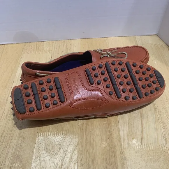 Cole Haan Nke Air Mens Red Nubuck Orange Laces Driving Loafers Size 13M