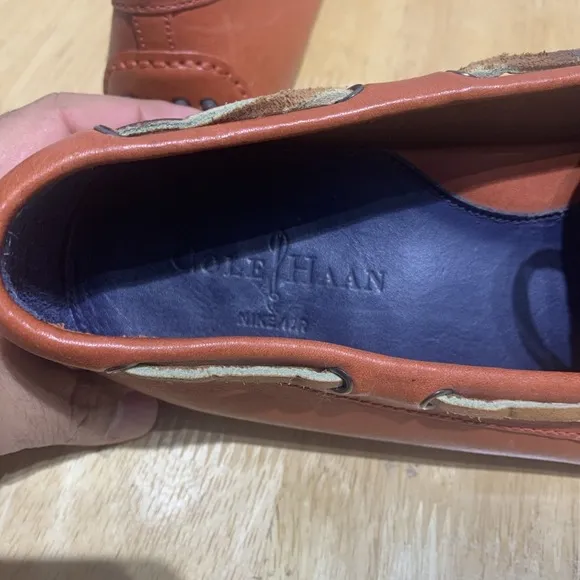 Cole Haan Nke Air Mens Red Nubuck Orange Laces Driving Loafers Size 13M