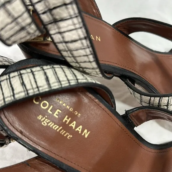 Cole Haan Signature Ankle Strap Snakeskin Scales Leather Heeled Sandals, 8B