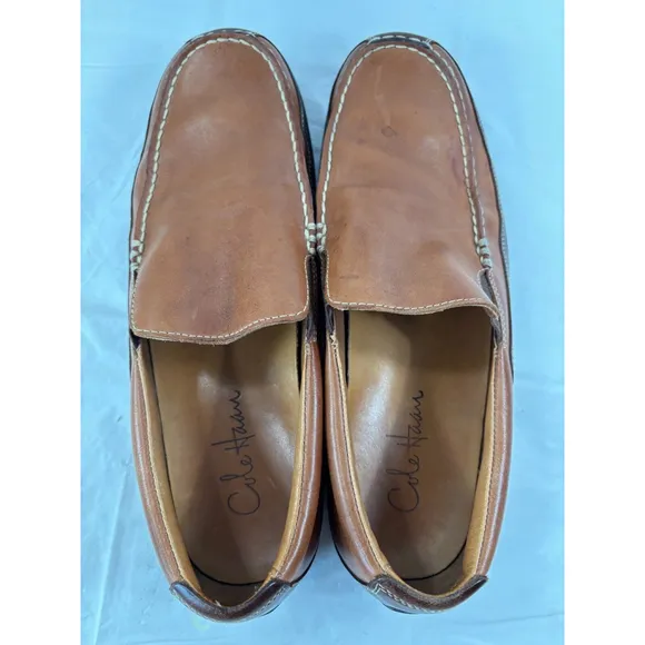 Cole Haan Tucker Venetian Leather Slip-On Loafer Tan Brown Shoes Size 9.5 M