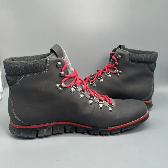 Cole Haan Zerogrand Men's 13 M Black Leather Hiking Boot Lace-Up Round Toe Ankle