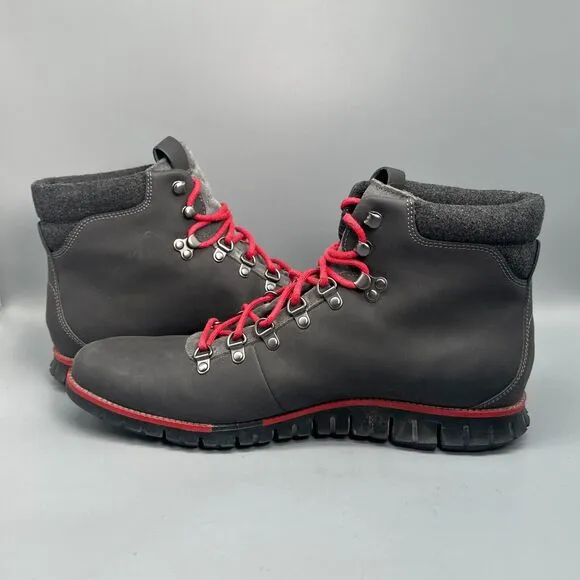 Cole Haan Zerogrand Men's 13 M Black Leather Hiking Boot Lace-Up Round Toe Ankle