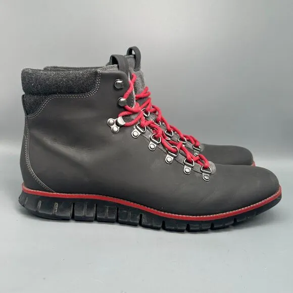 Cole Haan Zerogrand Men's 13 M Black Leather Hiking Boot Lace-Up Round Toe Ankle