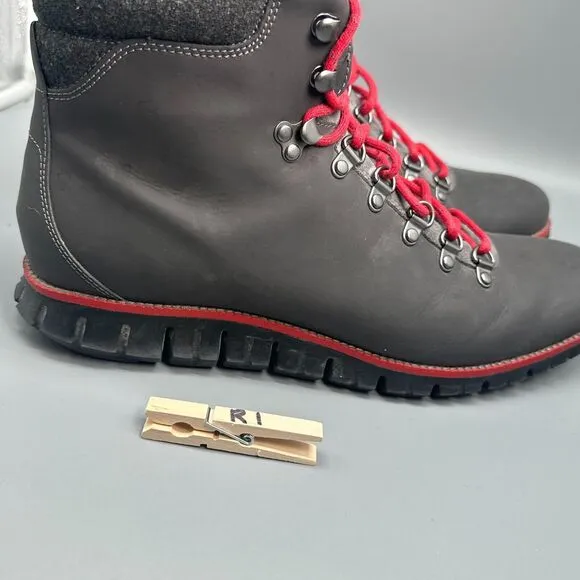 Cole Haan Zerogrand Men's 13 M Black Leather Hiking Boot Lace-Up Round Toe Ankle
