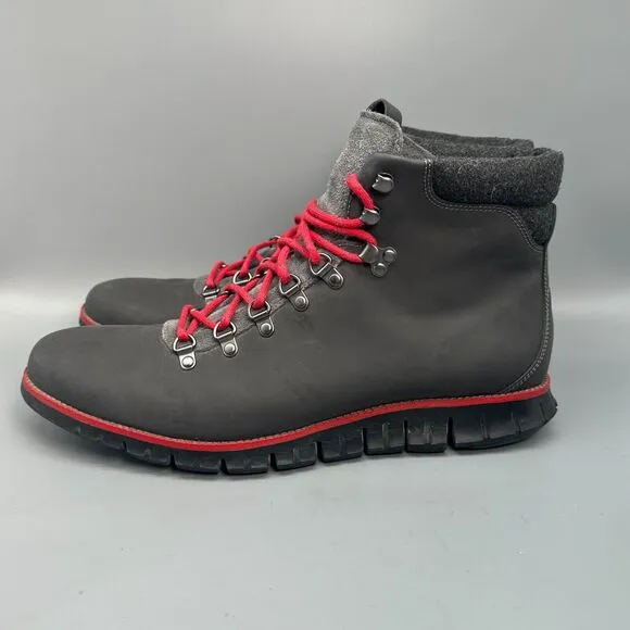 Cole Haan Zerogrand Men's 13 M Black Leather Hiking Boot Lace-Up Round Toe Ankle